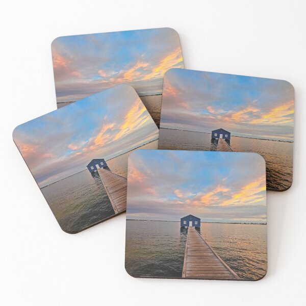 Item preview, blue boat shed sunset  designed and sold by Elliot62.