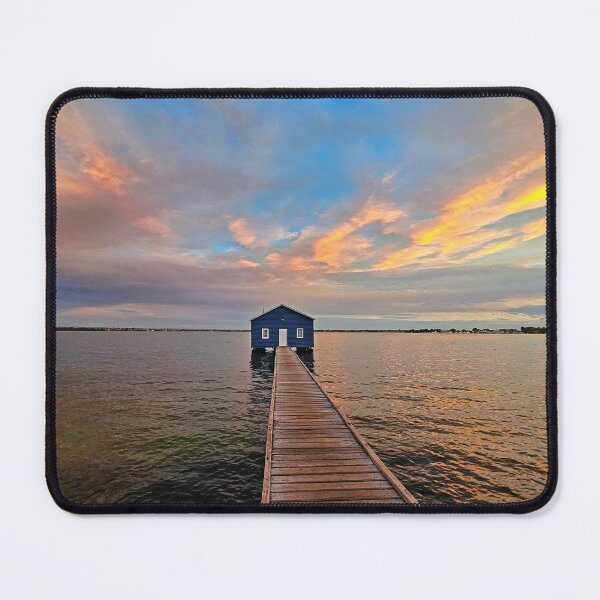 Item preview, blue boat shed sunset  designed and sold by Elliot62.