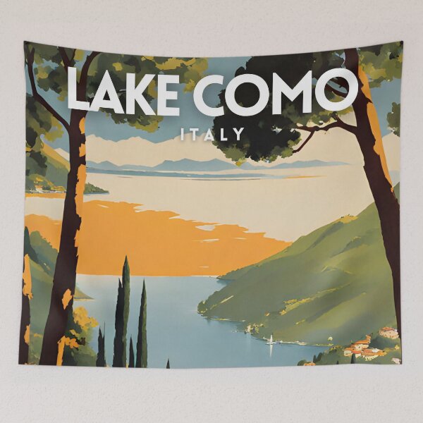 Item preview, Lago di Como Italia Vintage Travel Poster designed and sold by ZionPosteria.