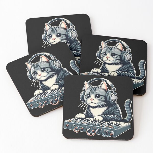 Artikelvorschau, Katzensynthesizer entworfen und verkauft von Funny Vintage Stickers And T-Shirts.