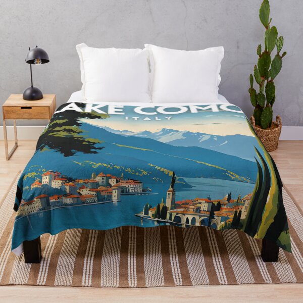 Item preview, Lake Como Retro Art Poster designed and sold by ZionPosteria.