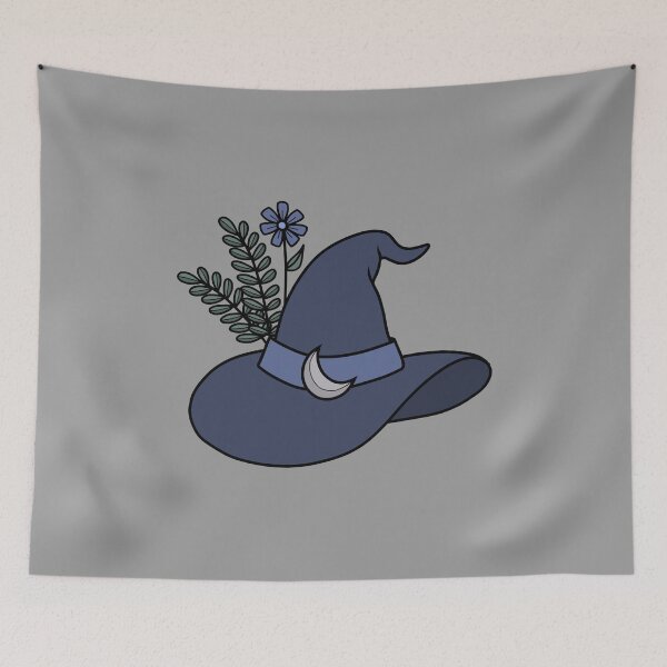 Item preview, Dusty Blue Witch Hat with Flower designed and sold by DappledMoon.