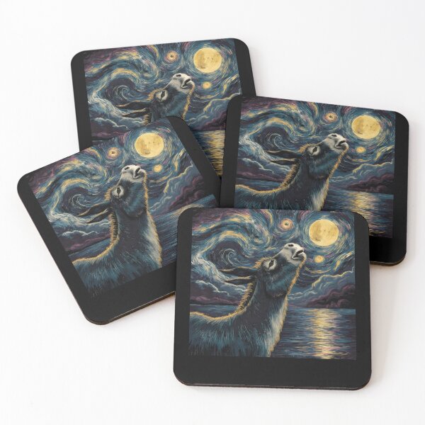 Item preview, Donkey howling at the moon starry night graphic art print designed and sold by MTRBSK11.