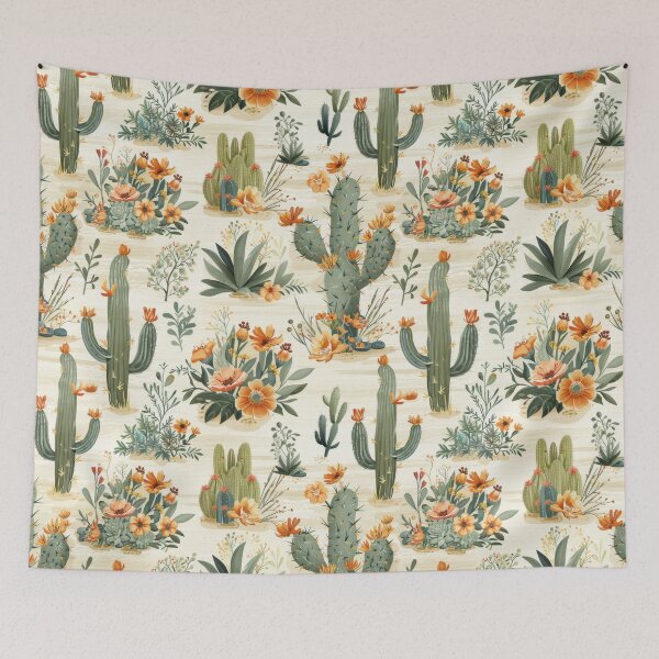 Item preview, Desert Cactus and Wildflowers Illustration designed and sold by ImagineCorner.