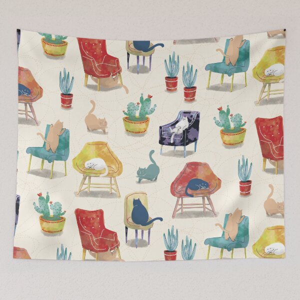 Item preview, Cats and Cozy Chairs [cream]  designed and sold by Aia UENO design.