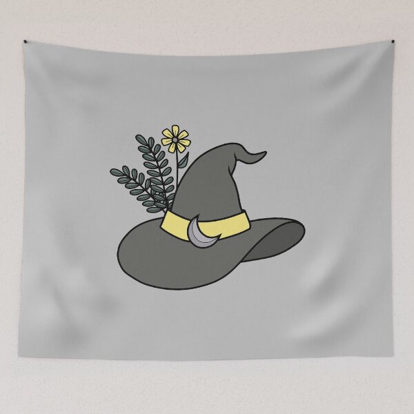 Item preview, Cute, Gray Witch Hat with Yellow Flower designed and sold by DappledMoon.