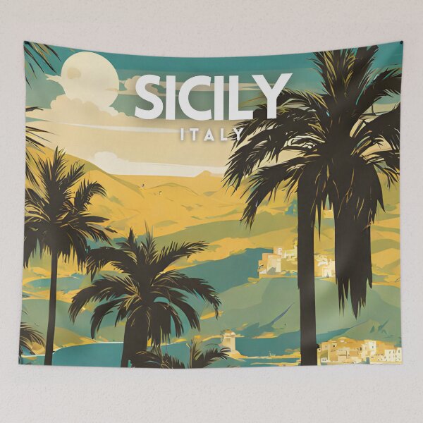 Item preview, Sicily Italy Vintage Art Poster designed and sold by ZionPosteria.