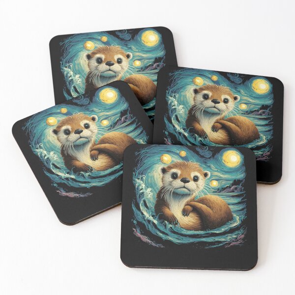 Item preview, River sea Otter starry night Cute wildlife Graphic art print designed and sold by MTRBSK11.