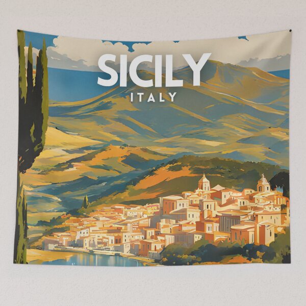Item preview, Sicily Italy Vintage Poster designed and sold by ZionPosteria.