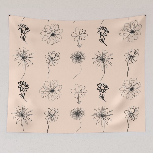 Item preview, Abstract flowers isolated illustration Wildflowers for background. Simple minimalist art set continuous line drawing. designed and sold by nongsao4.