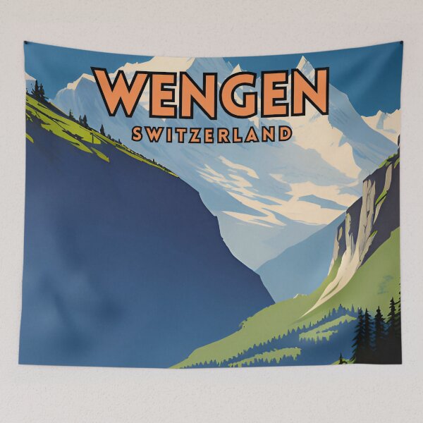Item preview, Wengen Switzerland Travel Poster designed and sold by ZionPosteria.