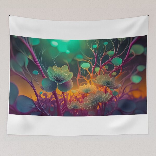 Item preview, Golden and blue Glow: 3D Flower Design Art Print designed and sold by danohis2.