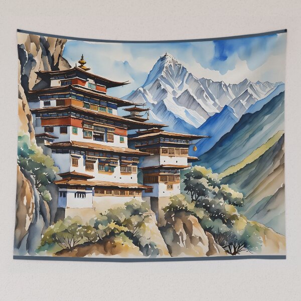Item preview, The Himalayas of Bhutan in a Watercolour Style designed and sold by Country-Artist.