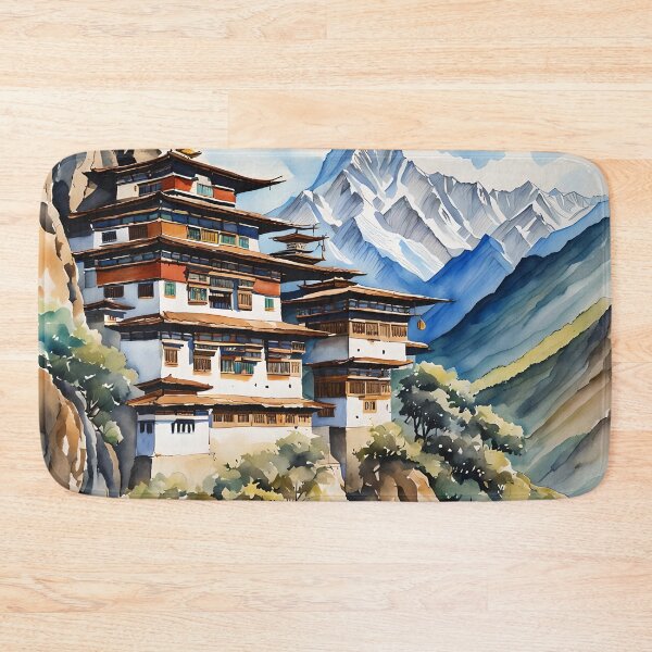 Item preview, The Himalayas of Bhutan in a Watercolour Style designed and sold by Country-Artist.