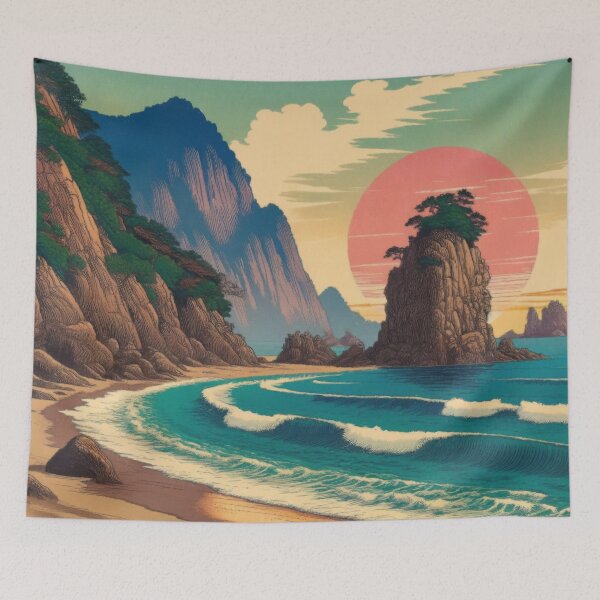 Item preview, Morning Hues - A Contemporary Ukiyo-e Nature Landscape designed and sold by Kijiermono.