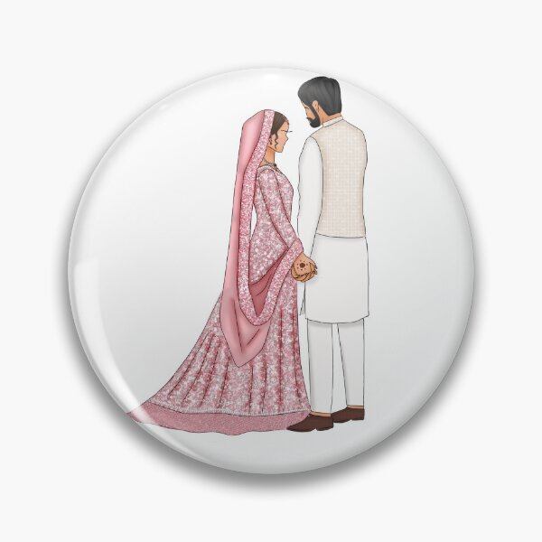 Item preview, Wedding Reception Walima Nikkah Couple Illustration Pakistani Muslim Wedding designed and sold by Sketchbook Studio by Aqsaa.