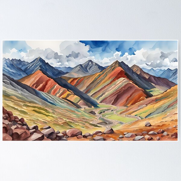 Vinicunca Mountains near Machu Picchu in Peru. Poster