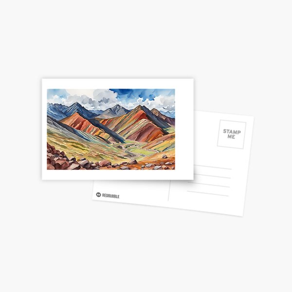 Vinicunca Mountains near Machu Picchu in Peru. Postcard