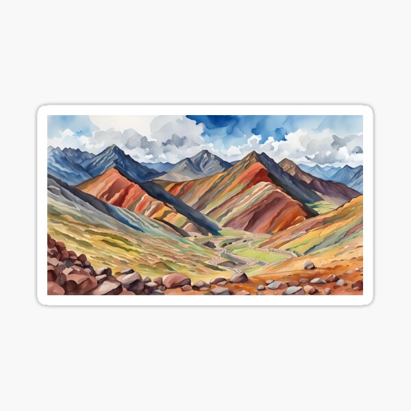 Vinicunca Mountains near Machu Picchu in Peru. Sticker