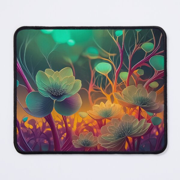 Item preview, Golden and blue Glow: 3D Flower Design Art Print designed and sold by danohis2.