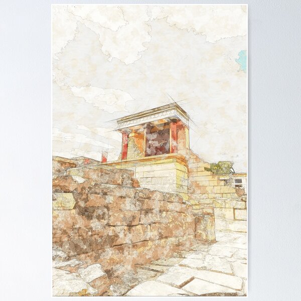 Item preview, Watercolor art of Knossos Palace, Crete, Greece designed and sold by elgreko.