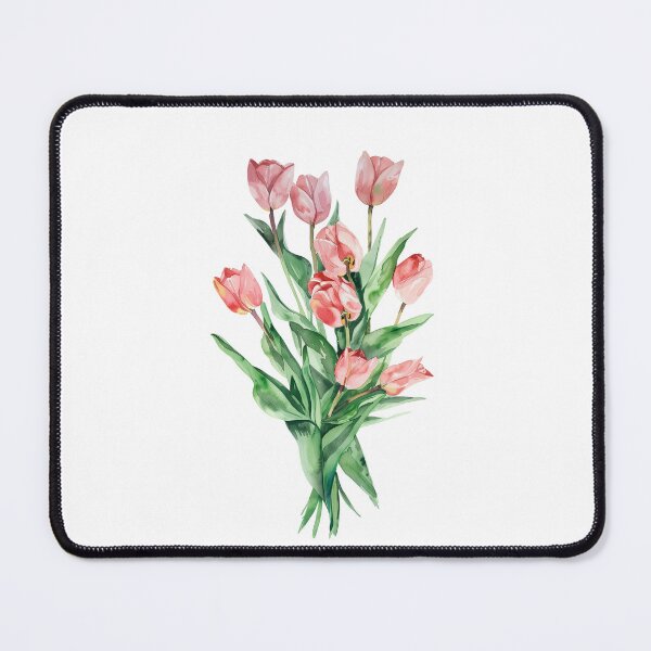Aperçu de l'œuvre Art aquarelle de tulipes roses peintes à la main créée et vendue par Craft99.