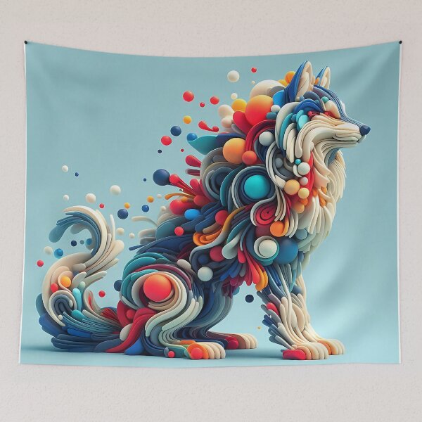Item preview, a wolf minimalistic colorful organic forms designed and sold by kengshutters.