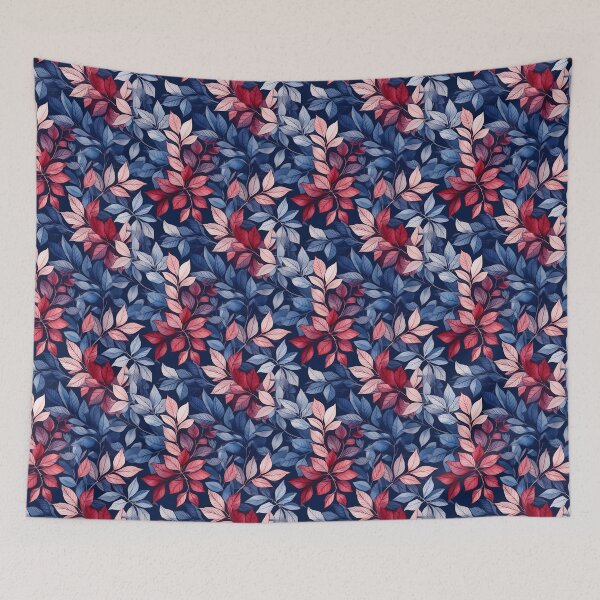 Item preview, Seamless pattern in watercolor of leaves in Deep navy blue, red, pale pink designed and sold by creativekrish.