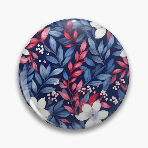 Item preview, Copy of Seamless pattern in watercolor of leaves in Deep navy blue, red, pale pink designed and sold by creativekrish.