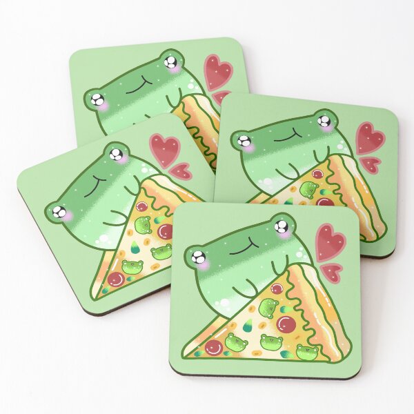 Item preview, Adorable kawaii frog eating pizza  designed and sold by Quacktails.