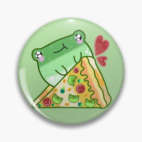 Item preview, Adorable kawaii frog eating pizza  designed and sold by Quacktails.