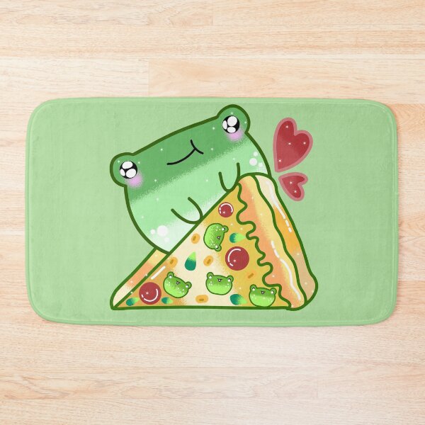 Item preview, Adorable kawaii frog eating pizza  designed and sold by Quacktails.