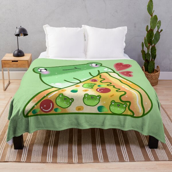 Item preview, Adorable kawaii frog eating pizza designed and sold by Quacktails.
