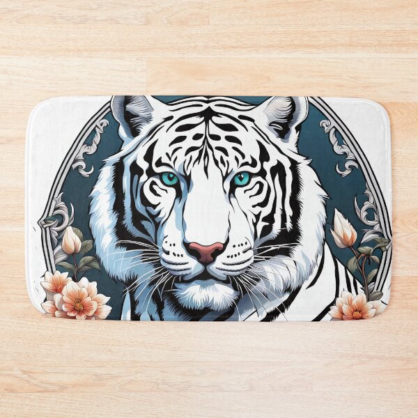 Item preview, White tiger surrounded by ornaments and flowers V2 designed and sold by Salimgor Hangaround Music.