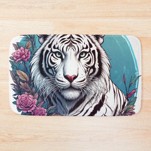 Item preview, White tiger with flowers and ornaments V2 designed and sold by Salimgor Hangaround Music.