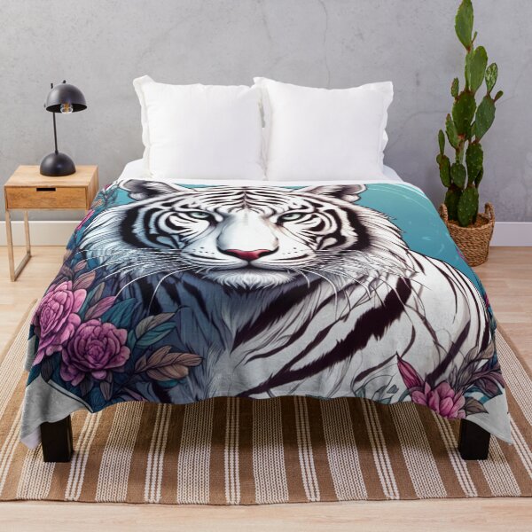 Item preview, White tiger with flowers and ornaments V2 designed and sold by Salimgor Hangaround Music.
