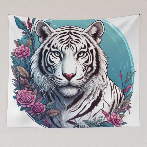 Item preview, White tiger with flowers and ornaments V2 designed and sold by Salimgor Hangaround Music.