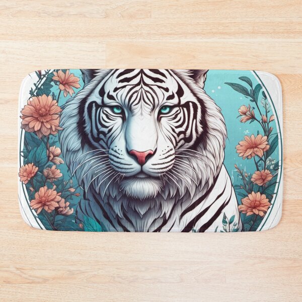 Item preview, White tiger with flowers and ornaments V3 designed and sold by Salimgor Hangaround Music.