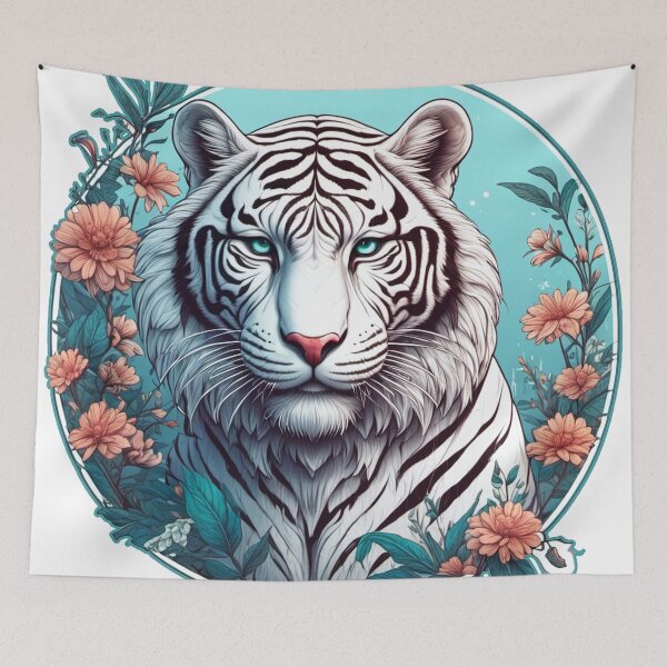 Item preview, Copy of White Tiger with Flowers and Ornaments V4 designed and sold by Salimgor Hangaround Music.