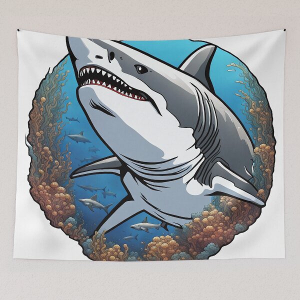 Item preview, White shark in the sea with fish designed and sold by Salimgor Hangaround Music.