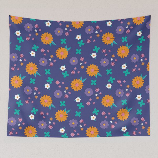 Item preview, Cute ditsy flowers pattern, orange purple and green pattern, kids pattern for big kids  designed and sold by Lala and Jull.