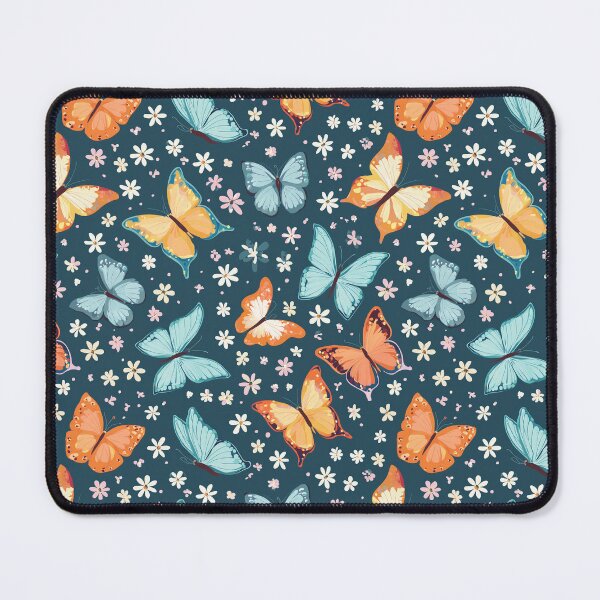 Item preview, Pattern of cute colourful butterflies in teal background  designed and sold by creativekrish.