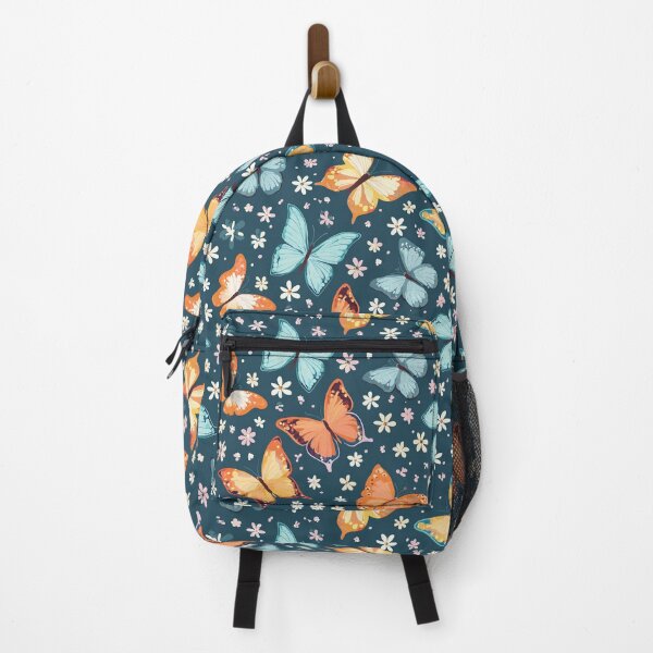 Item preview, Pattern of cute colourful butterflies in teal background  designed and sold by creativekrish.