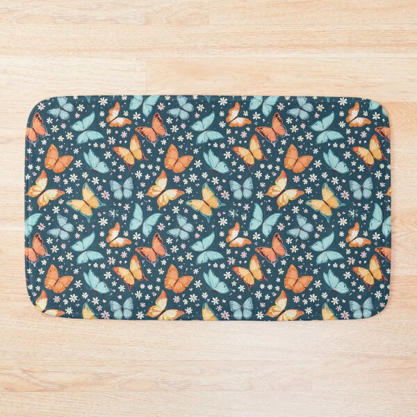 Item preview, Pattern of cute colourful butterflies in teal background  designed and sold by creativekrish.
