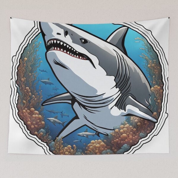 Item preview, White shark in the sea with fishes V2 designed and sold by Salimgor Hangaround Music.