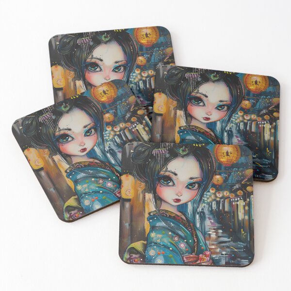 Item preview, Colorful traditional woman in vibrant night street designed and sold by Artessie.