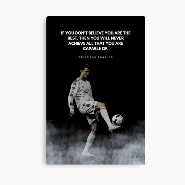 Vista previa del artículo con la obra «Retrato de cita motivacional de Cristiano Ronaldo», diseñado y vendido por SuccessInsanity.
