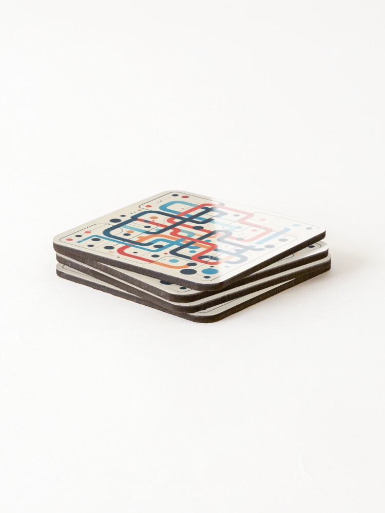 Thumbnail 4 of 5, Coasters (Set of 4), Retro Abstract Pattern Design designed and sold by RGShirtWorks.