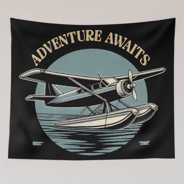 Item preview, Adventure Awaits - Retro Seaplane. designed and sold by zarshirts.