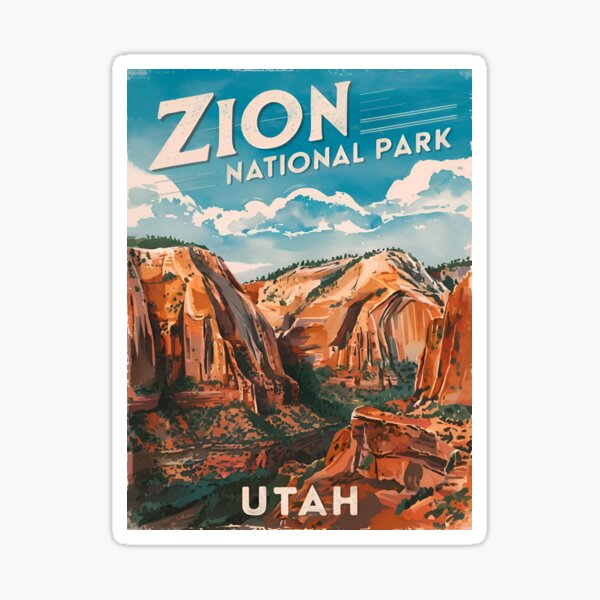 Item preview, Vintage Travel Zion National Park Utah Retro Landscape designed and sold by Blazing-Arts.